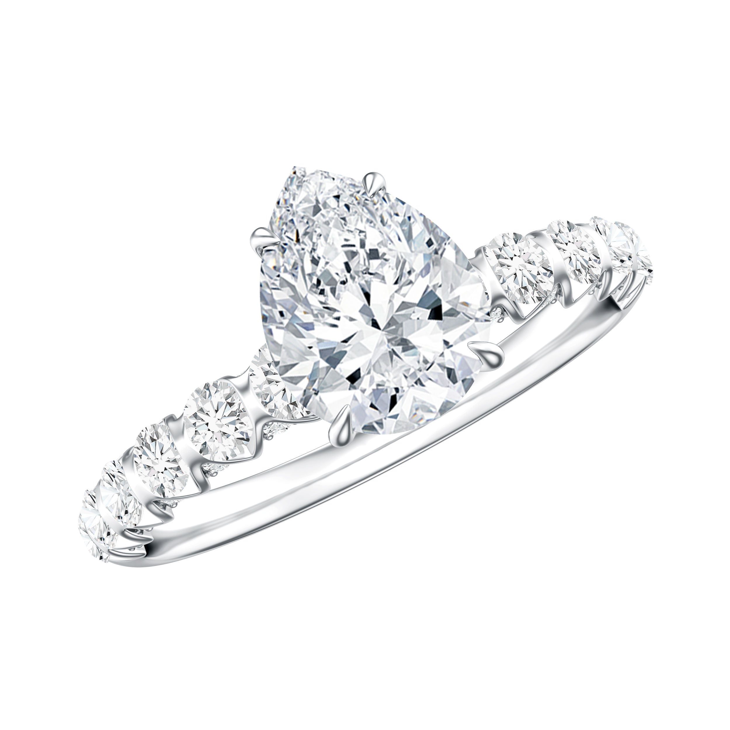 1 CT Pear Cut Lab Grown Diamond Engagement Ring for Women Lab - ( EF-VS ) - Rosec Jewels