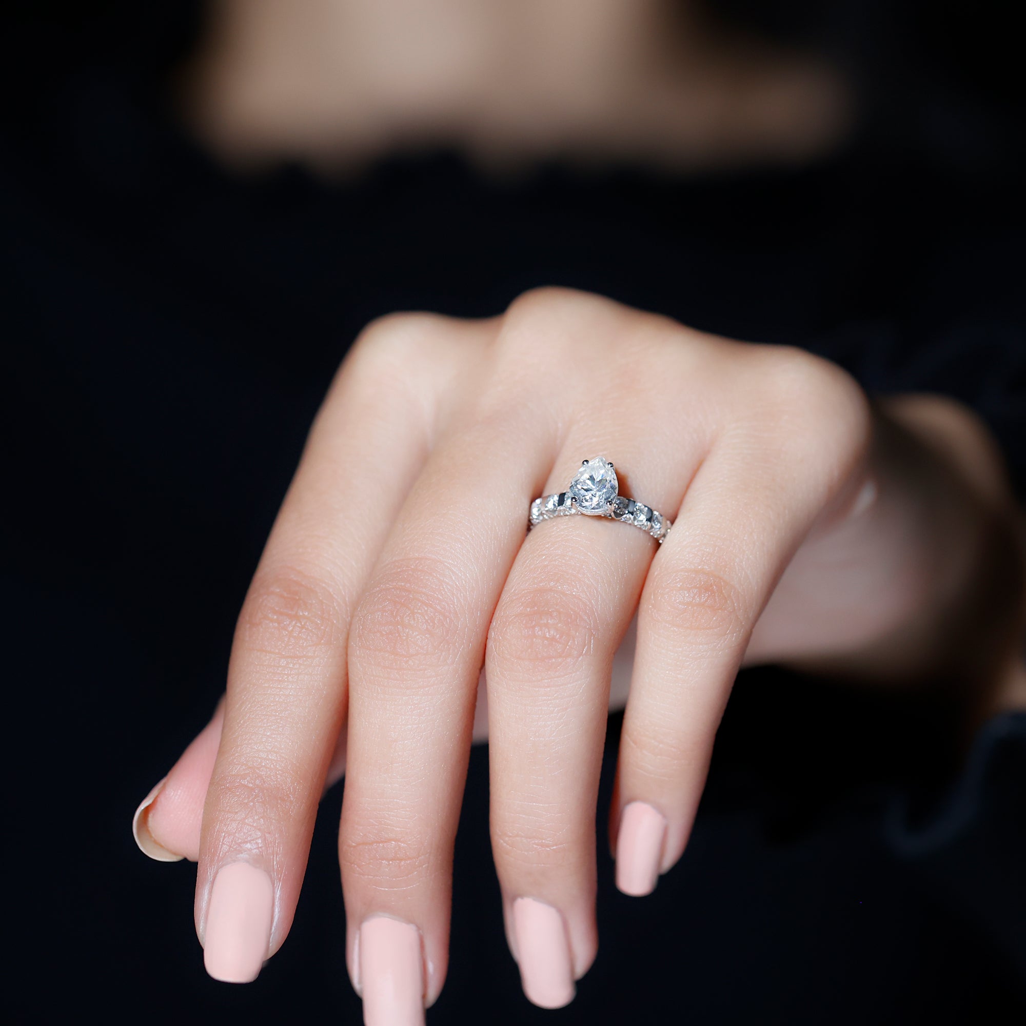 Rosec Jewels-1 CT Pear Cut Lab Grown Diamond Engagement Ring for Women