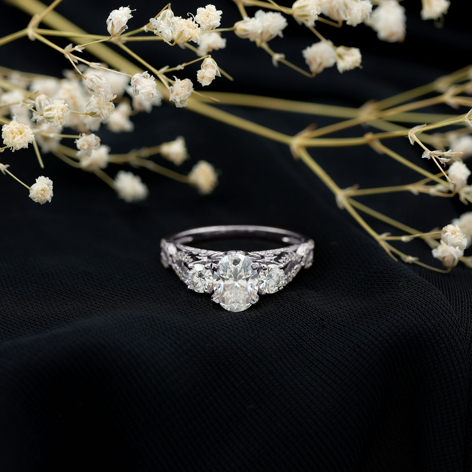 Rosec Jewels-Certified Diamond Vintage Looking Engagement Ring