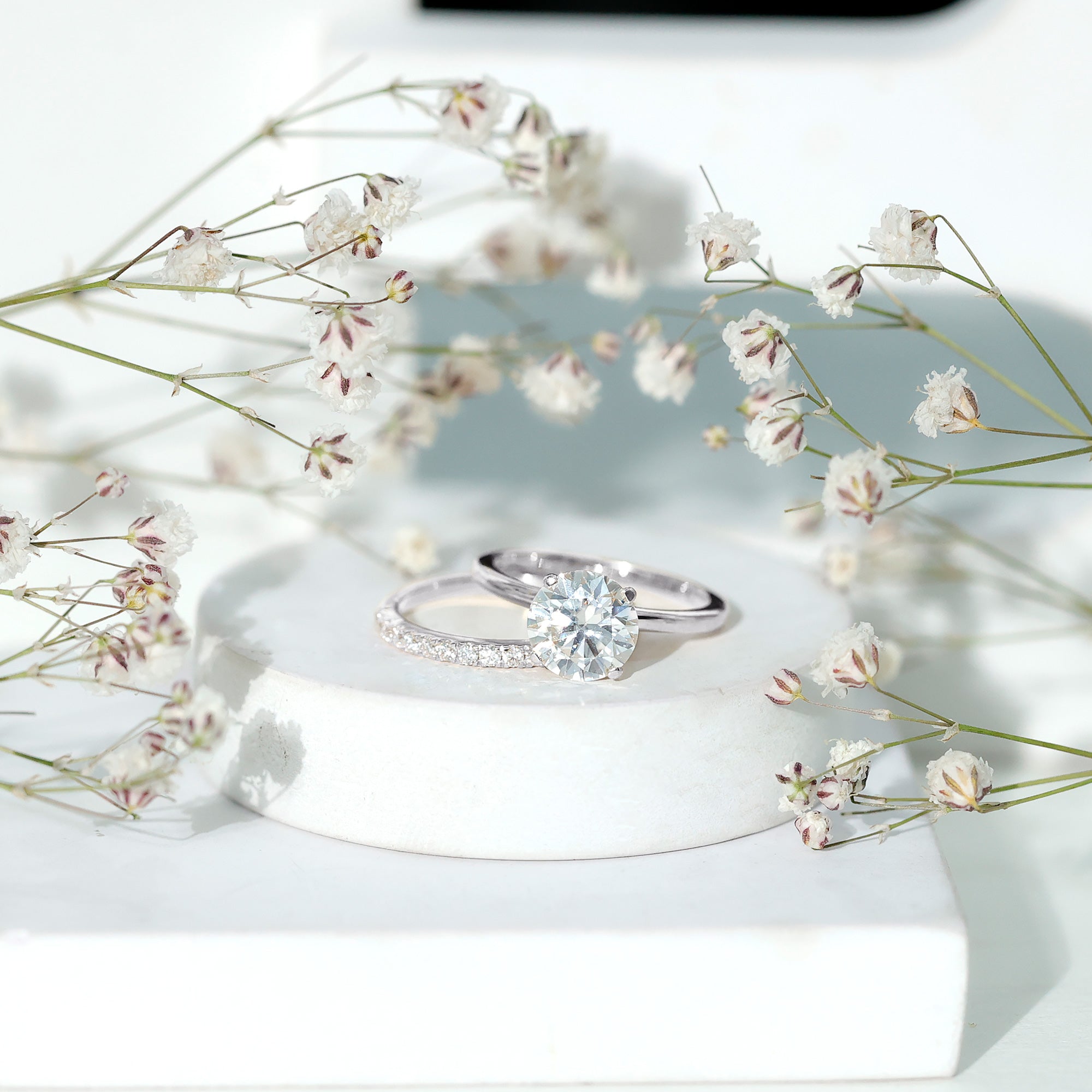 Rosec Jewels-Certified 8 MM Lab Grown Diamond Solitaire Wedding Ring Set