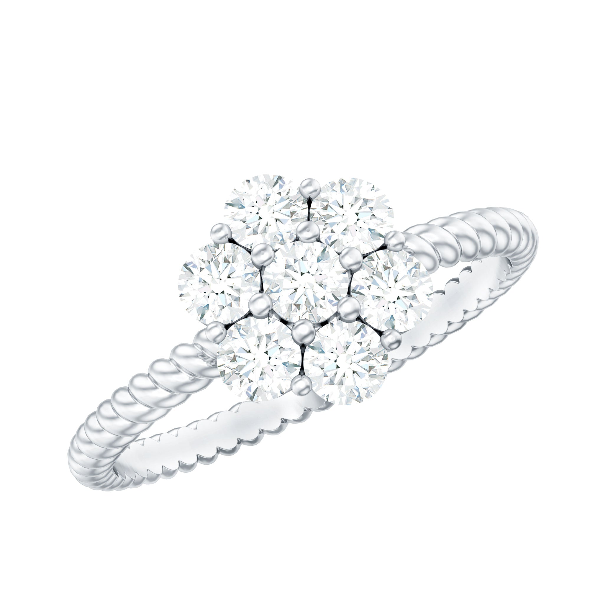 Rosec Jewels-Lab Created Diamond Flower Engagement Ring for Her