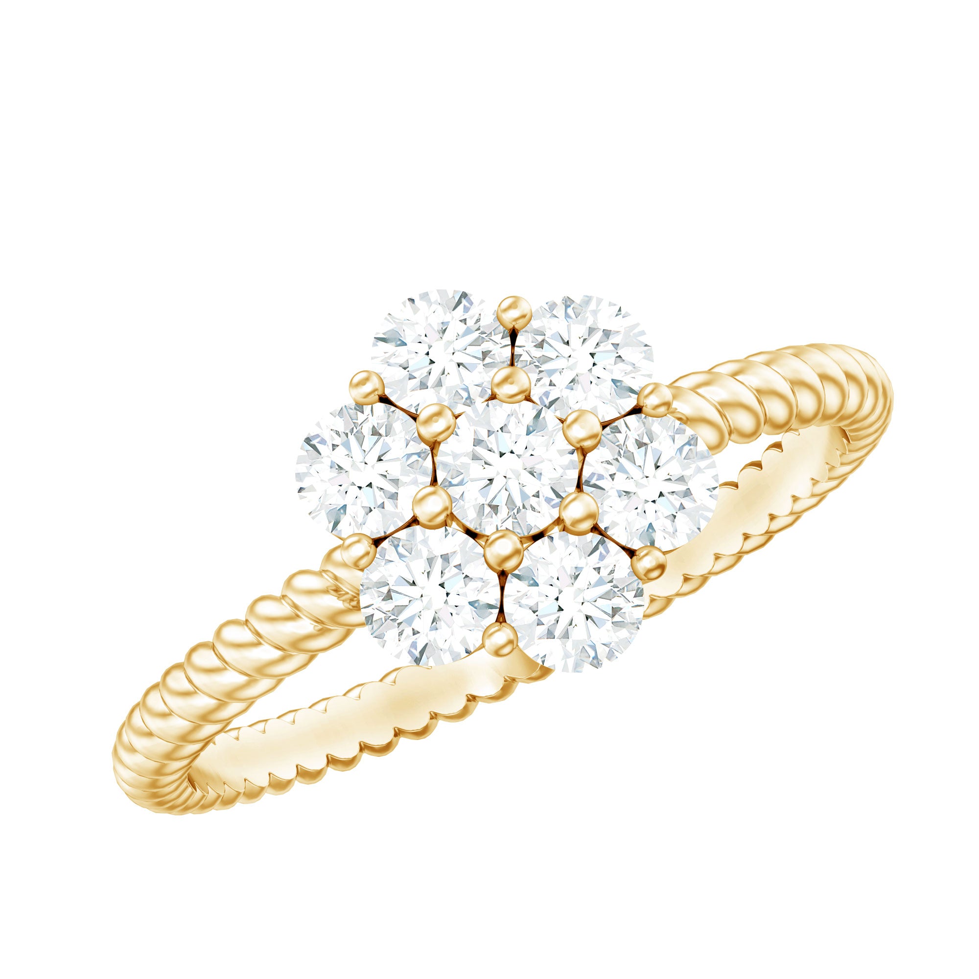 Rosec Jewels-Lab Created Diamond Flower Engagement Ring for Her