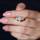 Rosec Jewels-Lab Grown Diamond Three Stone Engagement Ring with Crossover Shank