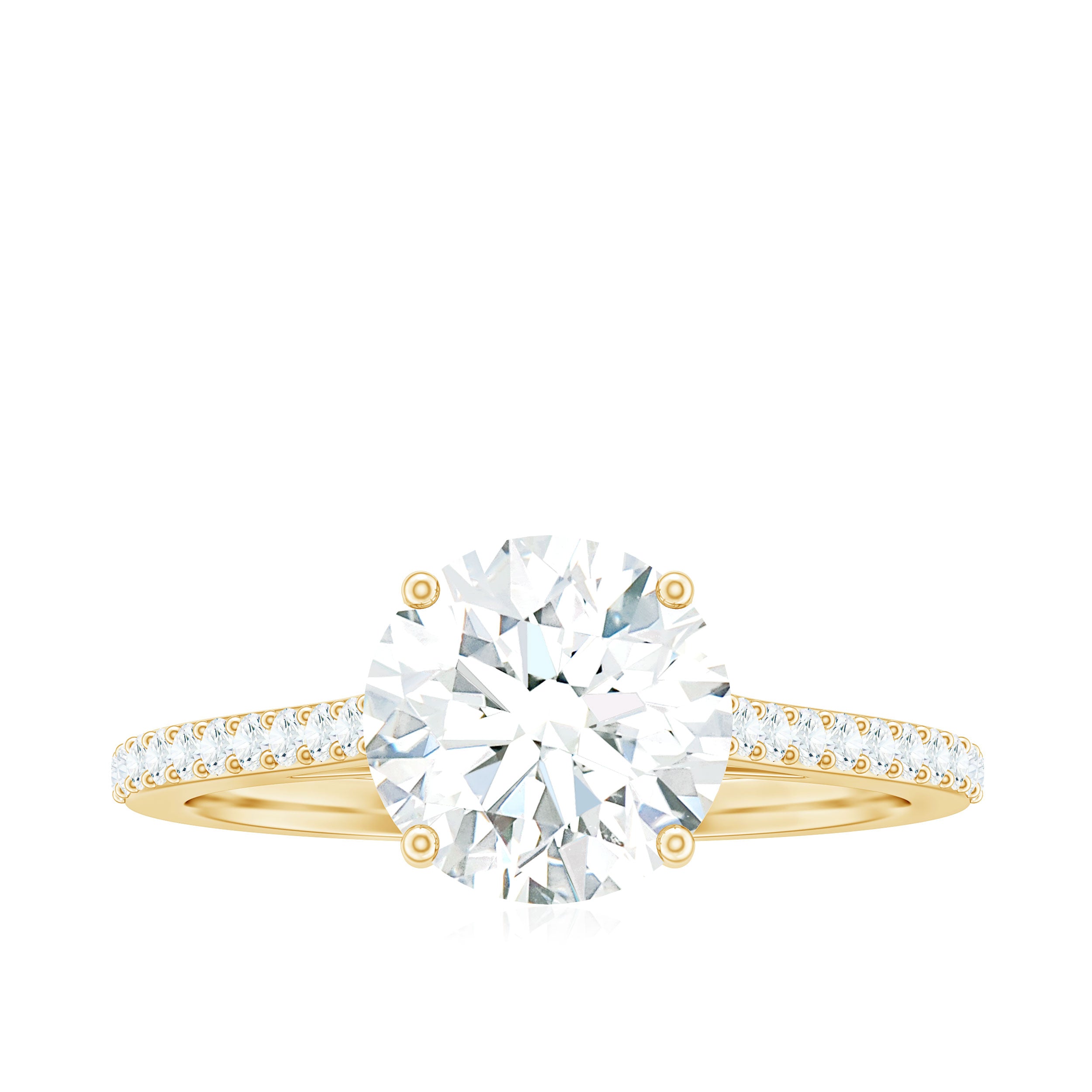 Rosec Jewels-Solitaire Lab Grown Diamond Ring with Side Stones for Women