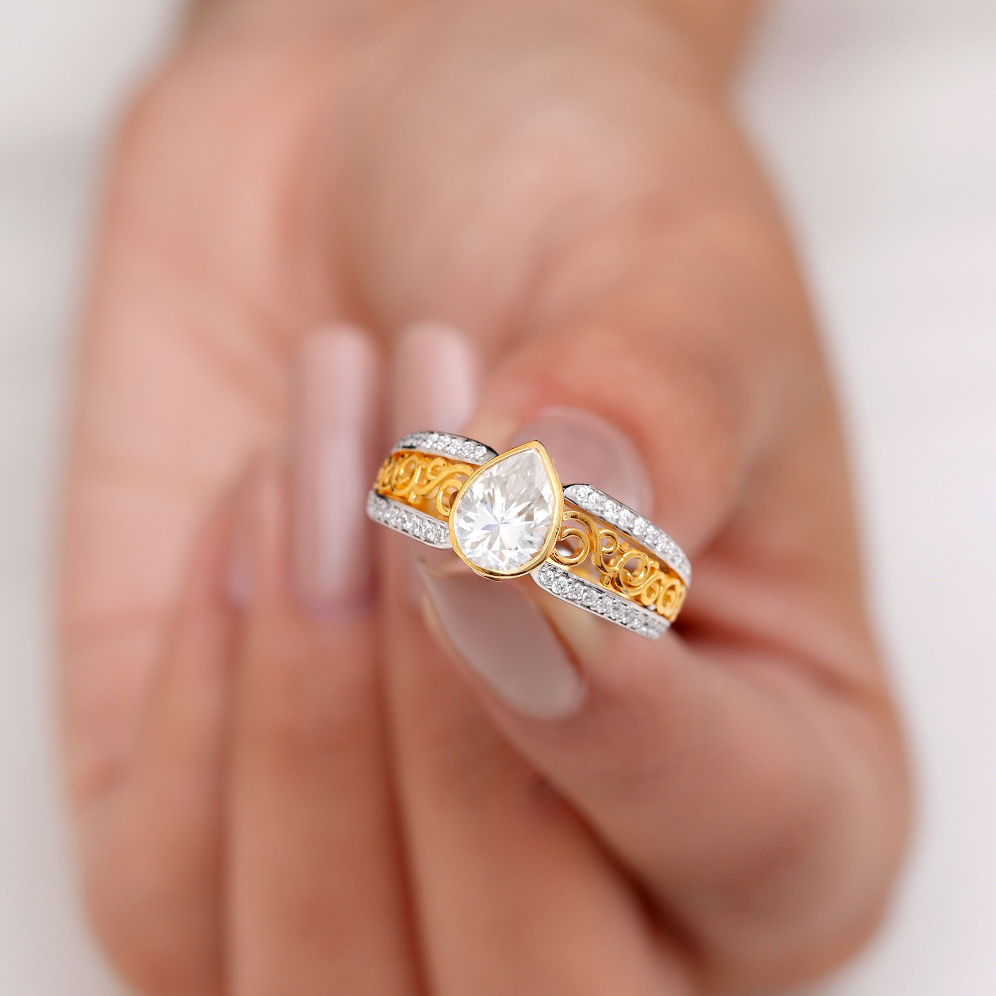 Rosec Jewels-Certified Lab Created Diamond Antique Engagement Ring for Women