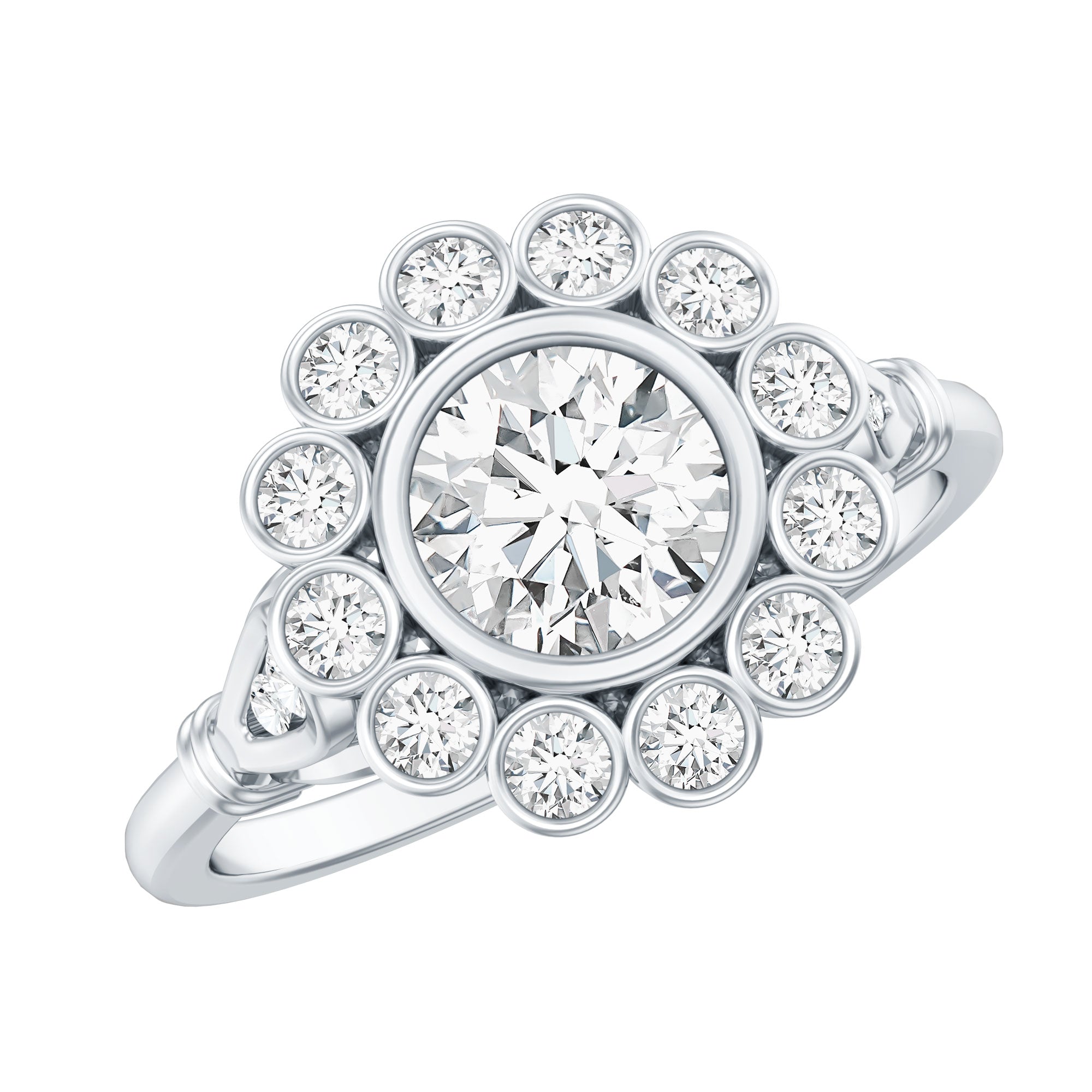 Rosec Jewels-Lab Created Diamond Flower Engagement Ring for Women
