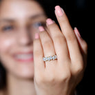 Rosec Jewels-Pear Cut Lab Created Diamond Half Eternity Wedding Band