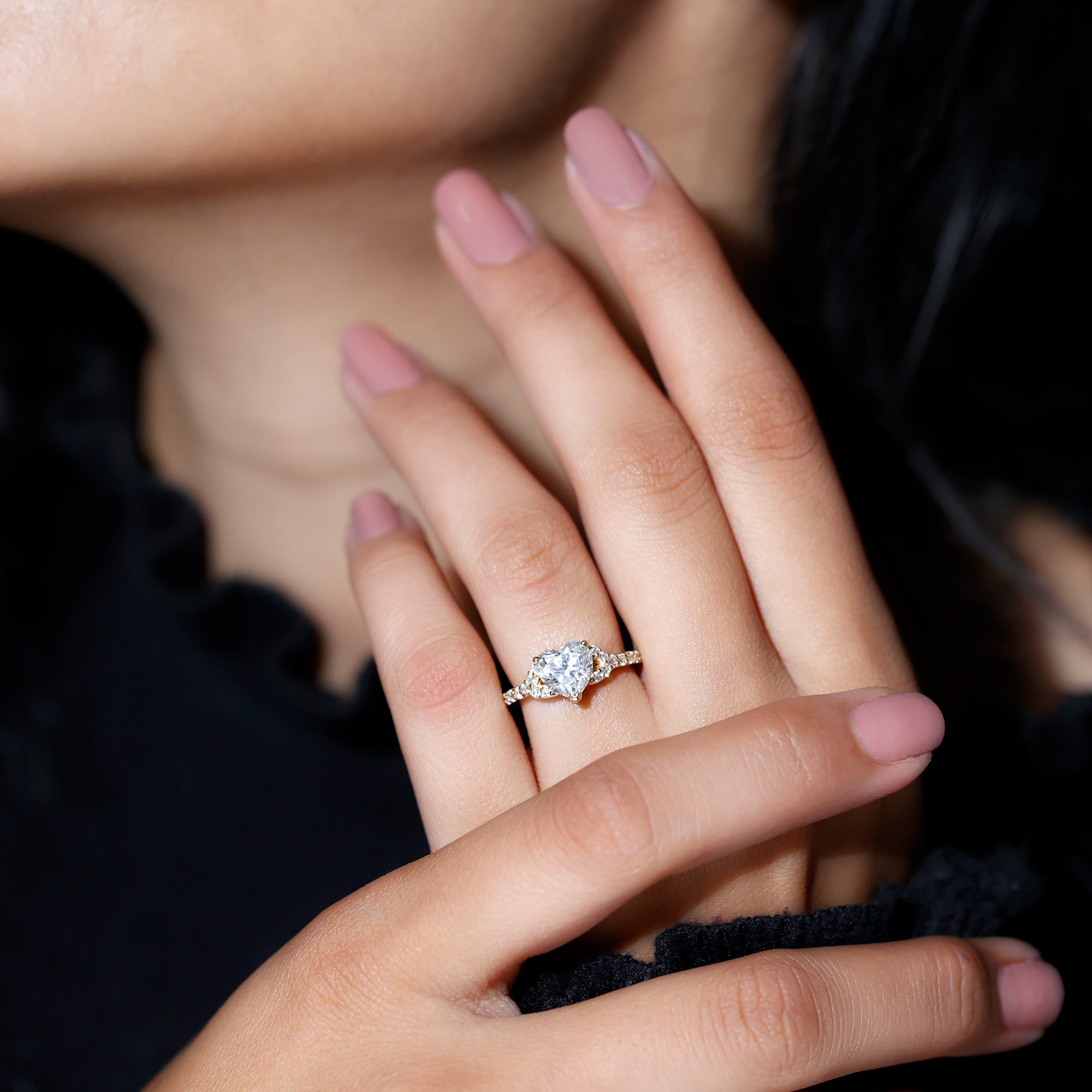 Rosec Jewels-Certified 7mm Diamond Heart Solitaire Ring For Her