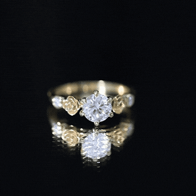 Certified Lab Grown Diamond Engagement Ring With Floral Design Lab - ( EF-VS ) - Rosec Jewels