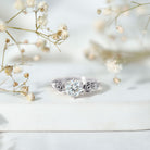 Certified Lab Grown Diamond Engagement Ring With Floral Design Lab - ( EF-VS ) - Rosec Jewels