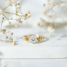 Certified Lab Grown Diamond Engagement Ring With Floral Design Lab - ( EF-VS ) - Rosec Jewels