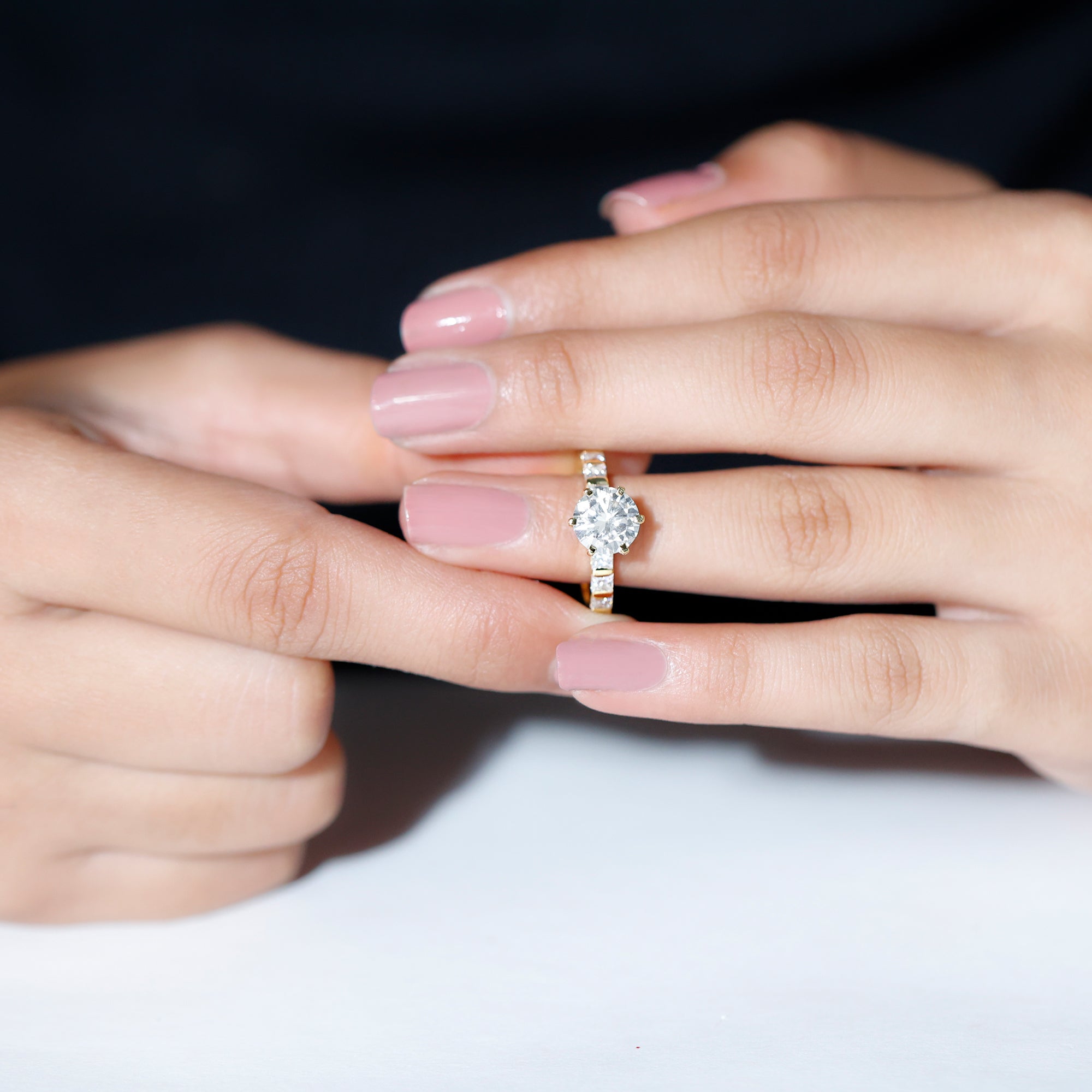 Rosec Jewels-Certified Lab Diamond 8 mm Round Engagement Ring With 6 Prong