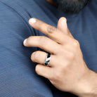 Rosec Jewels-Certified Lab Grown Diamond Mens Wedding Band With Enamel