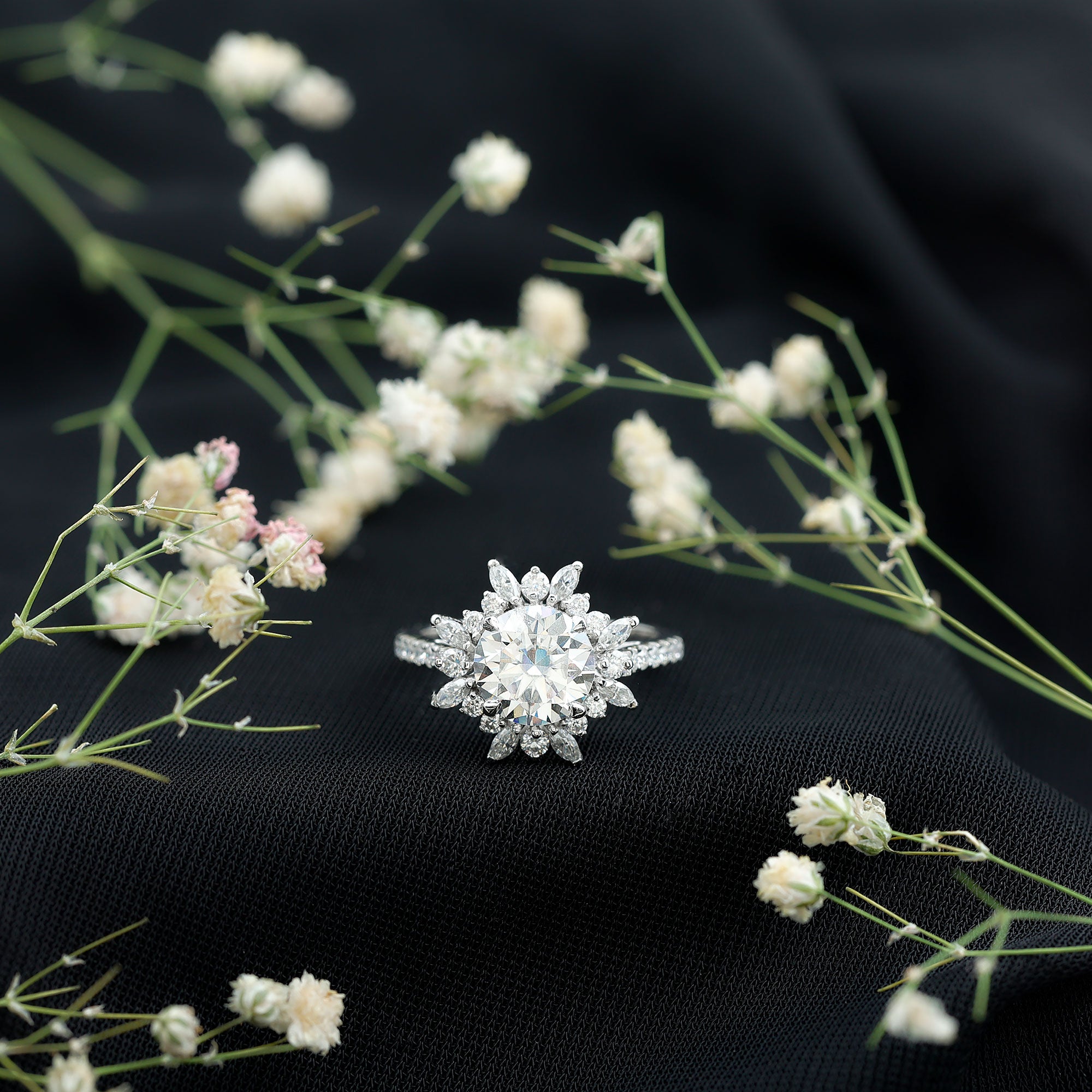 Rosec Jewels-Certified Lab Created Diamond Halo Engagement Ring For Her