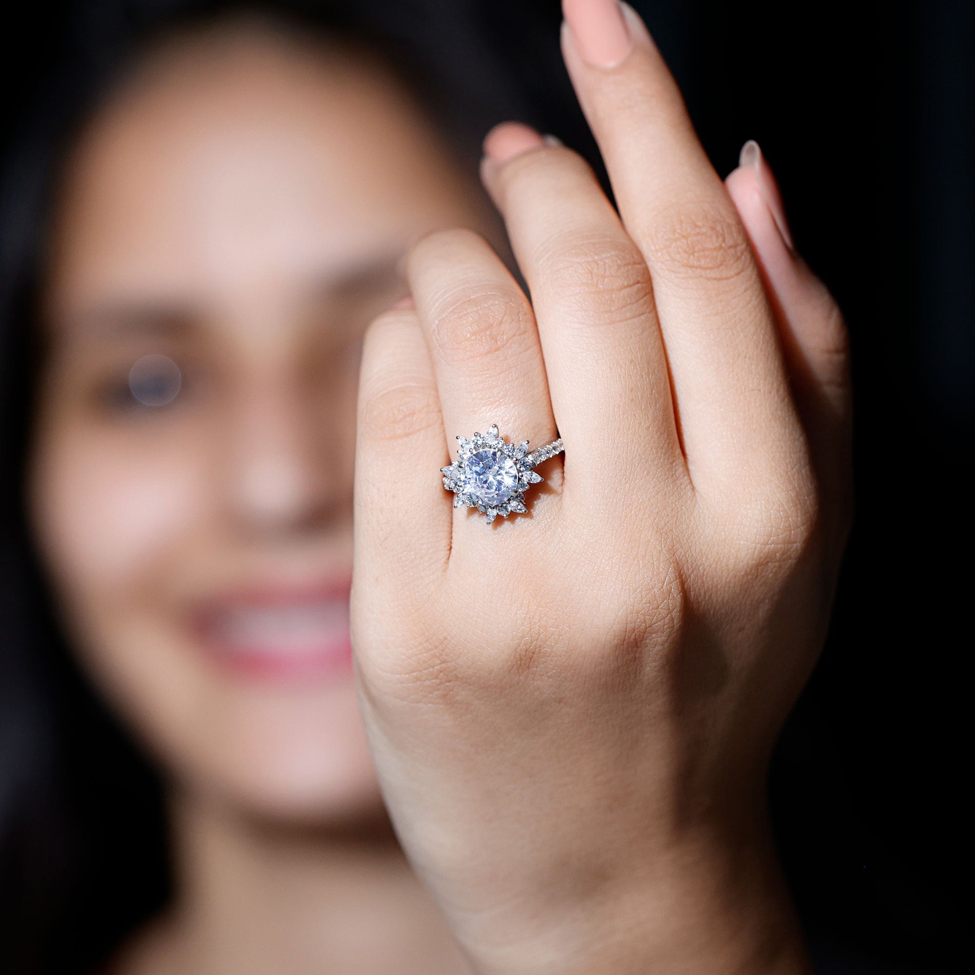Rosec Jewels-Certified Lab Created Diamond Halo Engagement Ring For Her