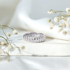 Certified Lab Grown Diamond Wide Wedding Band for Women Lab - ( EF-VS ) - Rosec Jewels