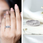 Certified Lab Grown Diamond Wide Wedding Band for Women Lab - ( EF-VS ) - Rosec Jewels