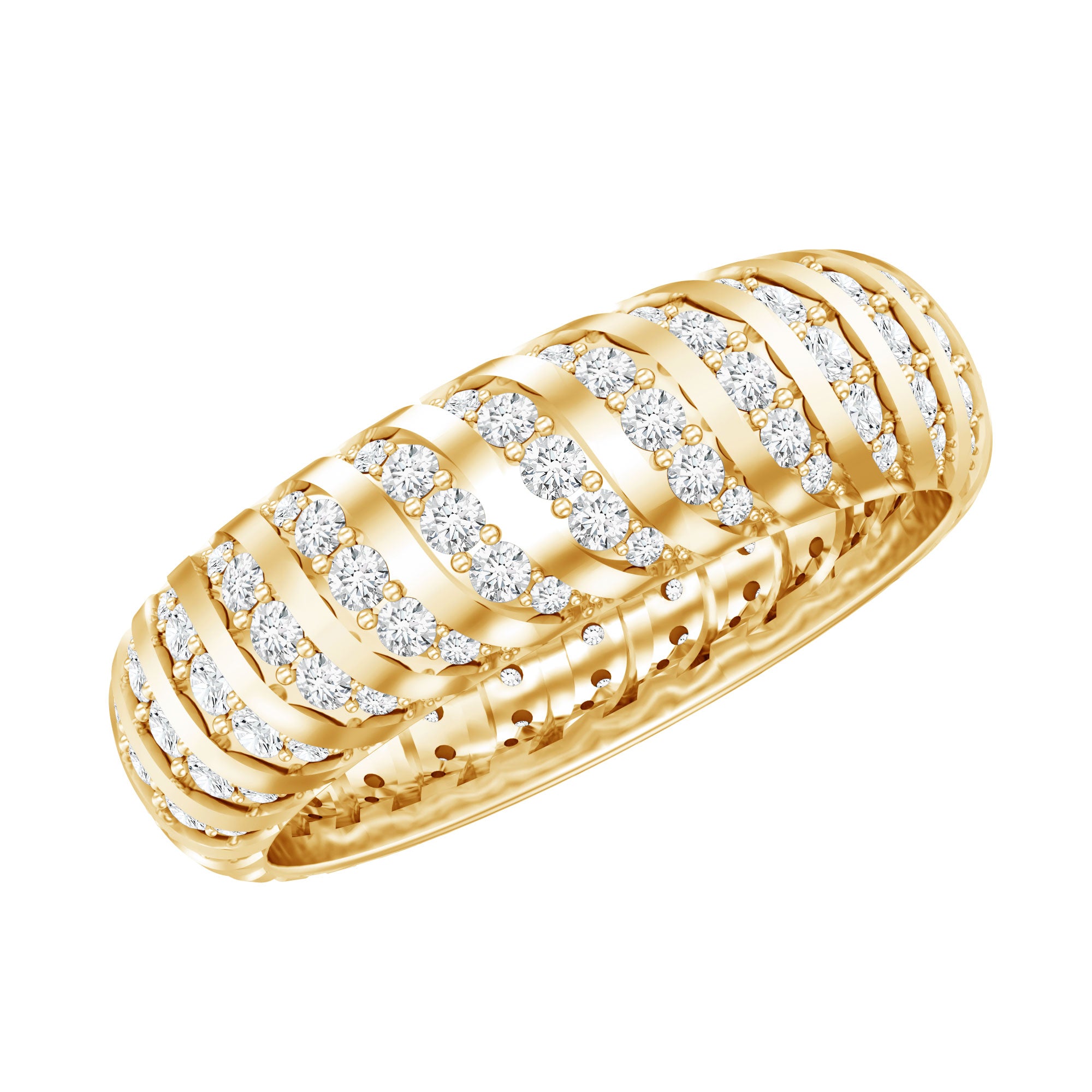 Certified Lab Grown Diamond Wide Wedding Band for Women Lab - ( EF-VS ) - Rosec Jewels