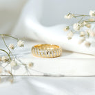 Certified Lab Grown Diamond Wide Wedding Band for Women Lab - ( EF-VS ) - Rosec Jewels