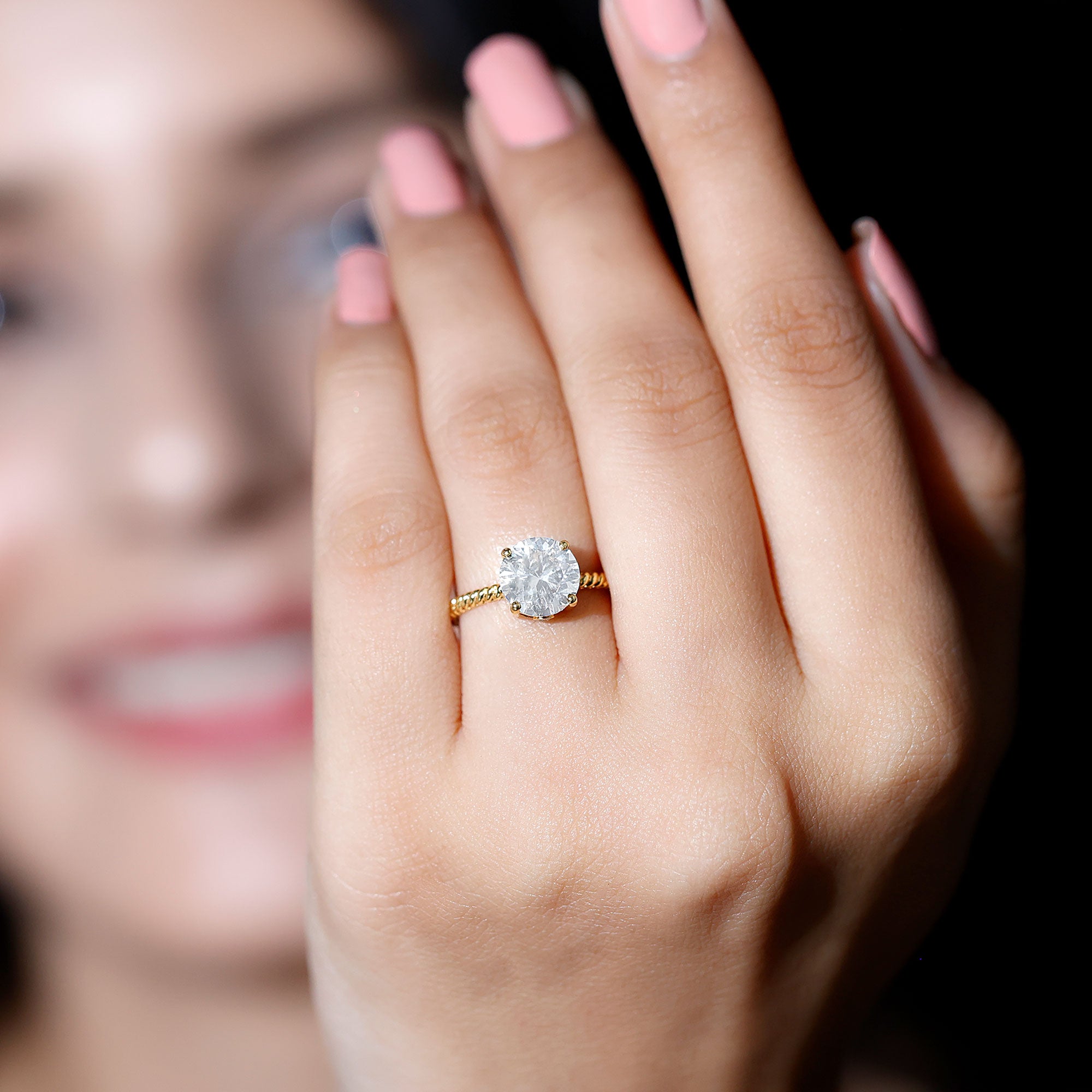 Rosec Jewels-2 Carat Lab Grown Diamond Engagement Ring With Twisted Rope