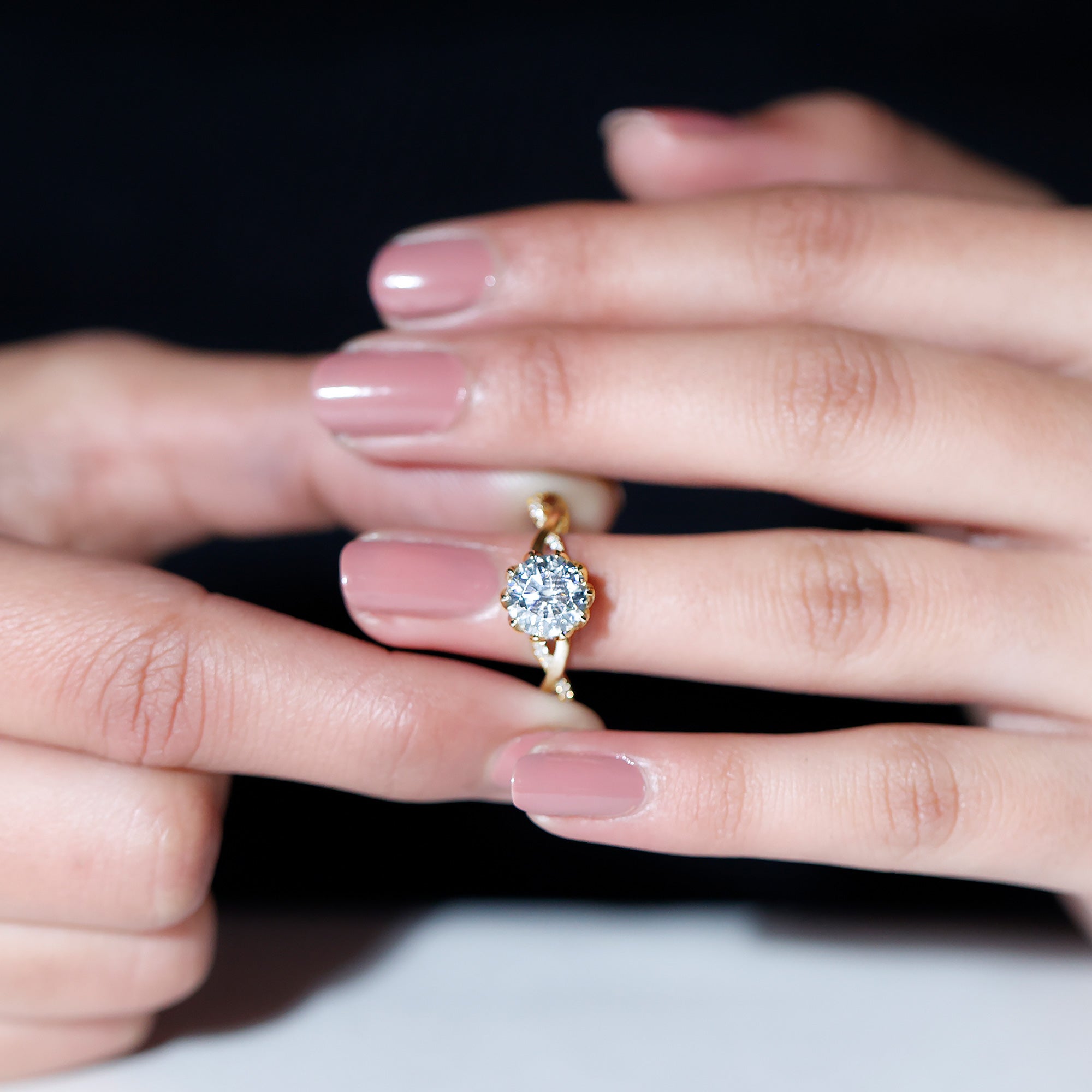 Rosec Jewels-Round Cut Lab Grown Diamond Unique Engagement Ring