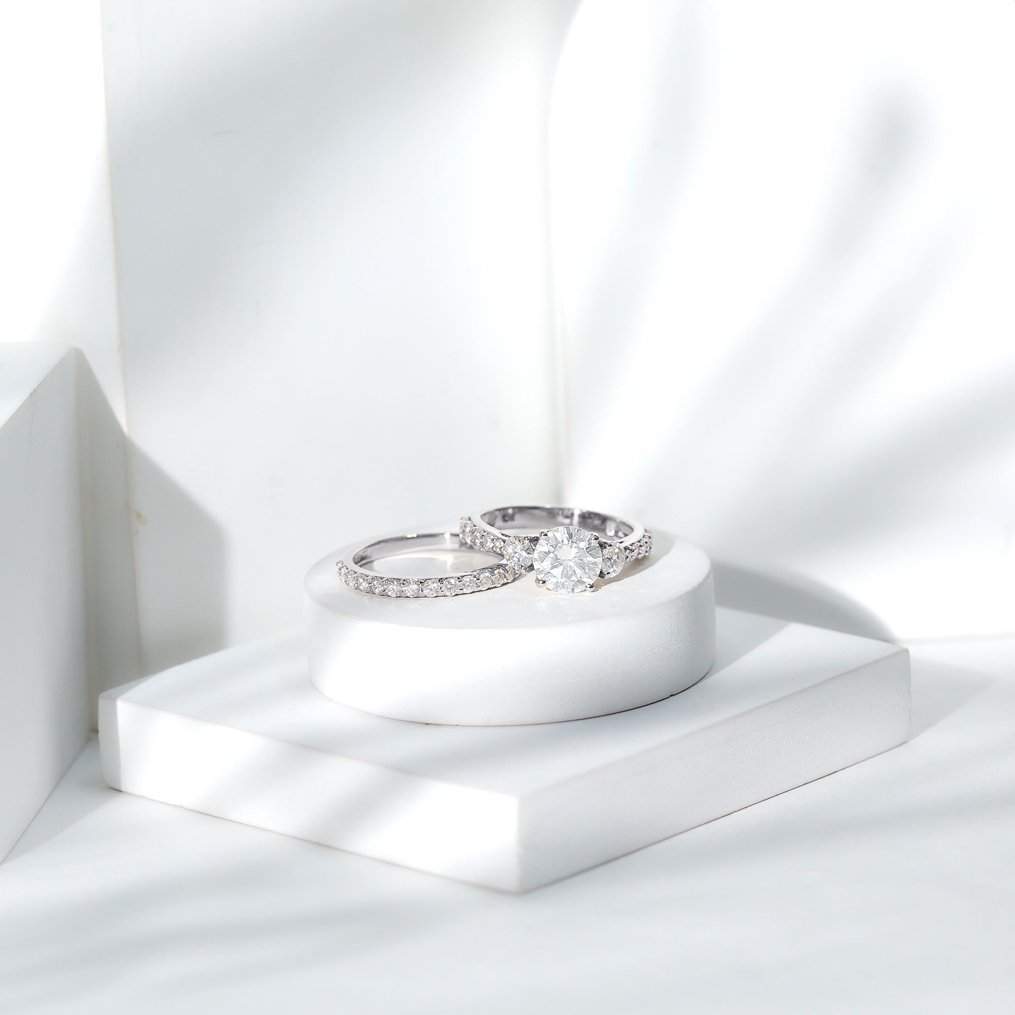 Certified Lab Created Diamond Marriage Ring Set Lab - ( EF-VS ) - Rosec Jewels