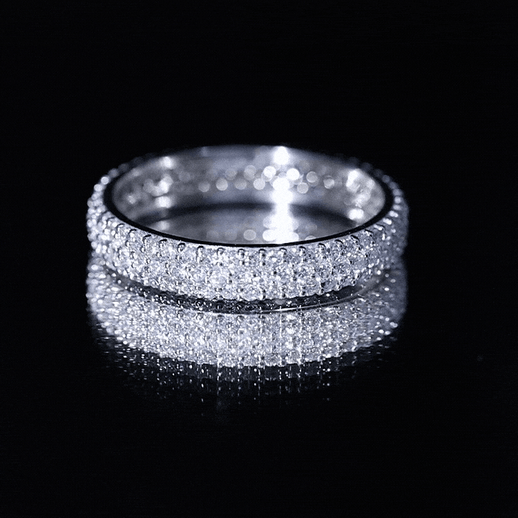 Lab Grown Diamond 3 Row Wedding Band For Women Lab - ( EF-VS ) - Rosec Jewels