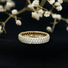 Rosec Jewels-Lab Grown Diamond 3 Row Wedding Band For Women