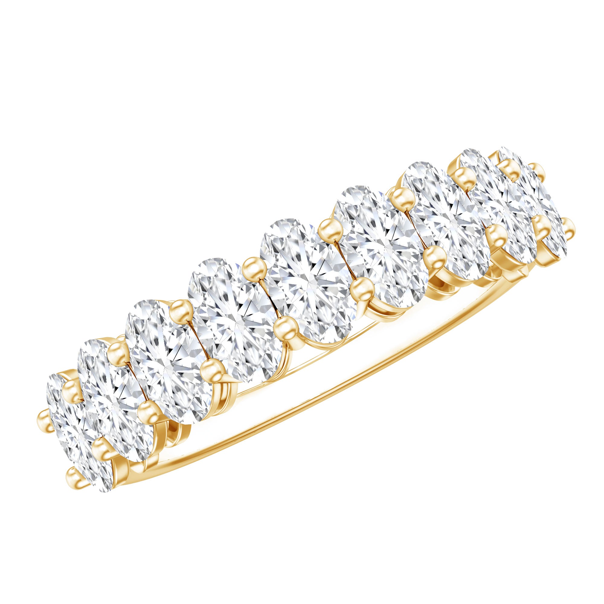 Brilliant Cut Oval Diamond Semi Eternity Ring for Women Lab - ( EF-VS ) - Rosec Jewels