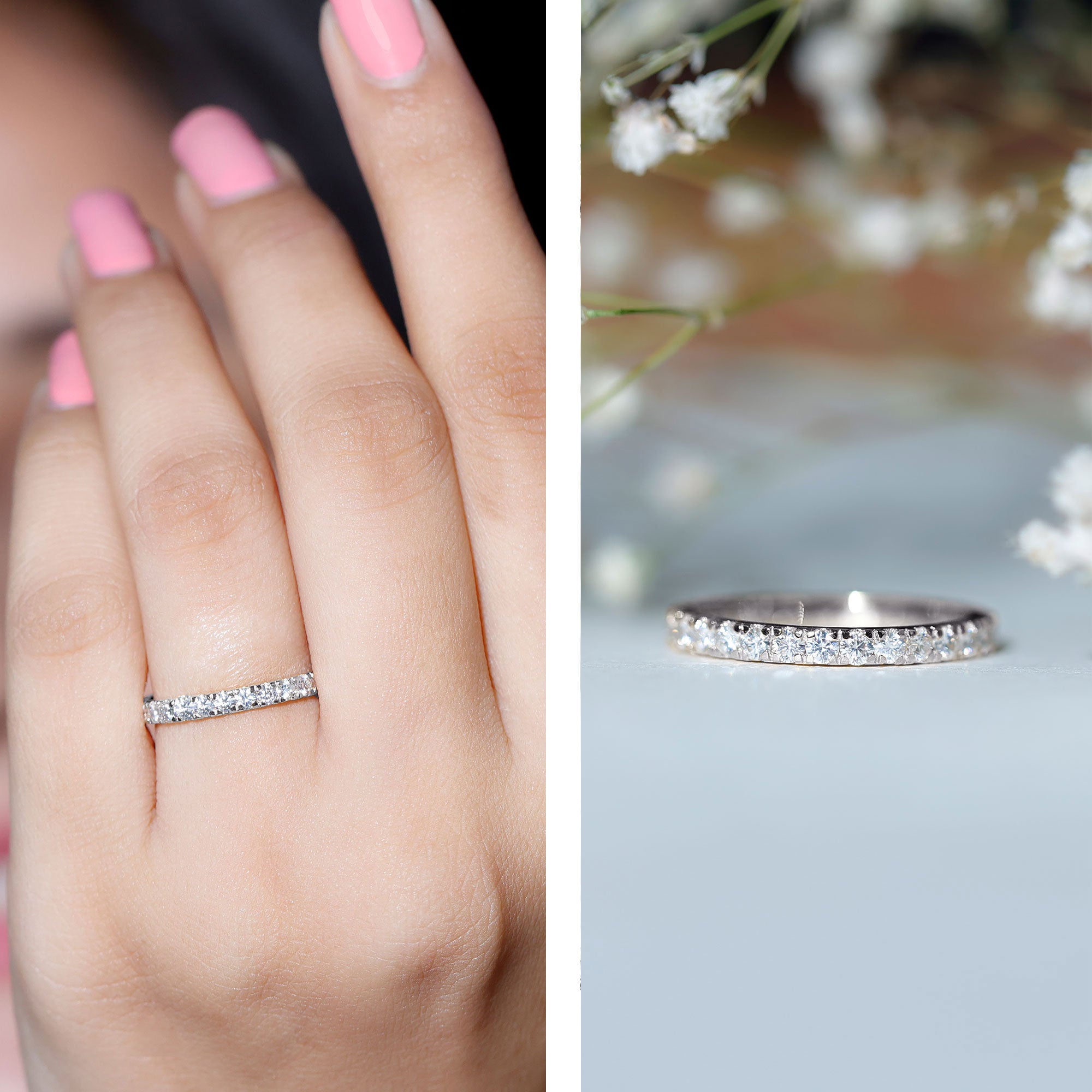 Rosec Jewels-Round Cut Lab Grown Diamond Stackable Eternity Ring