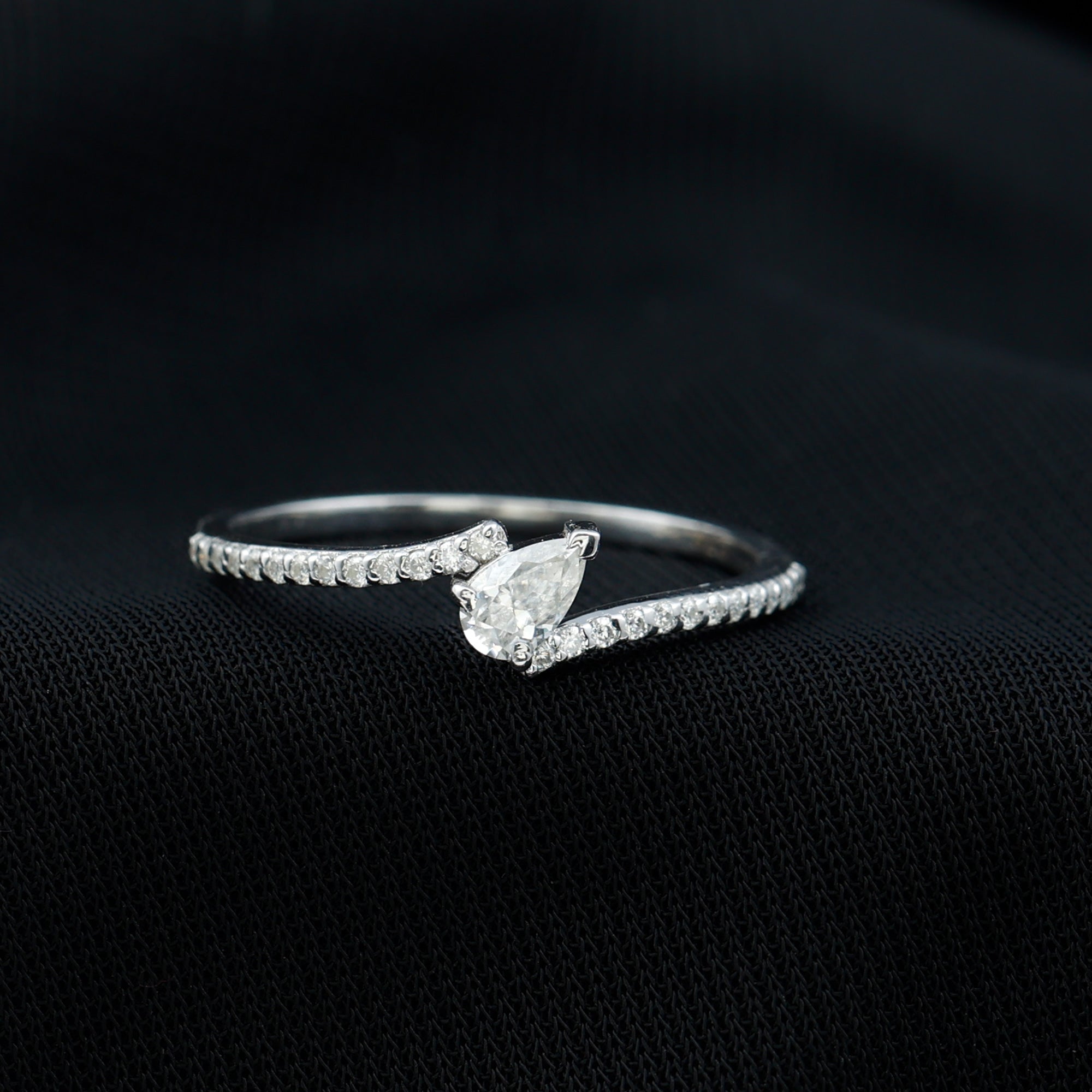 Rosec Jewels-Pear Cut Lab Grown Diamond Bypass Promise Ring