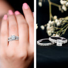 IGI Certified 1 Carat Lab Grown Diamond Princess Cut Engagement Ring with Band Lab - ( EF-VS ) - Rosec Jewels