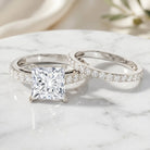 4 Carat IGI Certified Lab Grown Diamond Princess Cut Bridal Ring Set Lab - ( EF-VS ) - Rosec Jewels