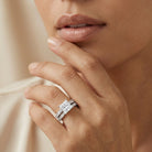 4 Carat IGI Certified Lab Grown Diamond Princess Cut Bridal Ring Set Lab - ( EF-VS ) - Rosec Jewels