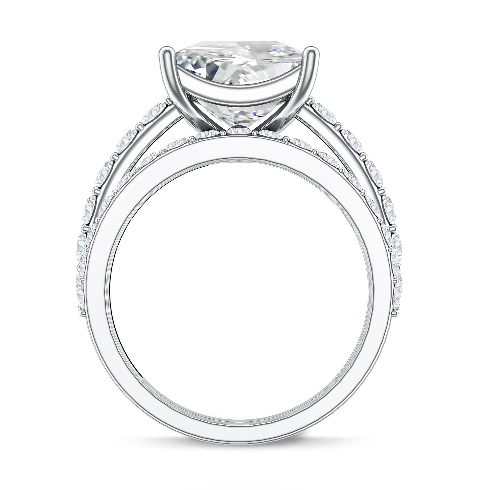 4 Carat IGI Certified Lab Grown Diamond Princess Cut Bridal Ring Set Lab - ( EF-VS ) - Rosec Jewels