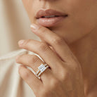 4 Carat IGI Certified Lab Grown Diamond Princess Cut Bridal Ring Set Lab - ( EF-VS ) - Rosec Jewels