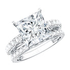 5 Carat IGI Certified Princess Cut Lab Diamond Engagement Ring with Band Lab - ( EF-VS ) - Rosec Jewels