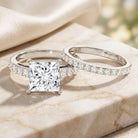 5 Carat IGI Certified Princess Cut Lab Diamond Engagement Ring with Band Lab - ( EF-VS ) - Rosec Jewels