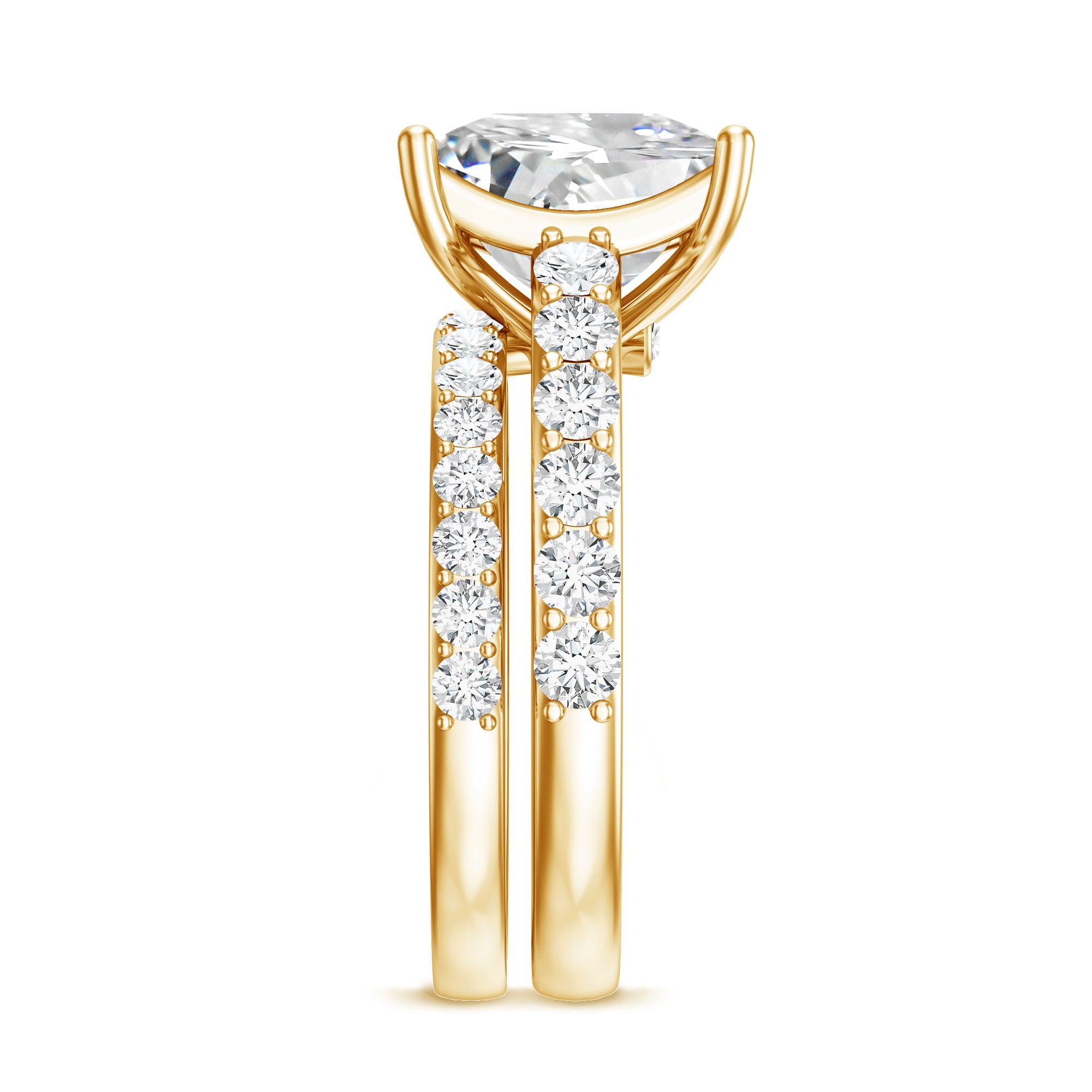 5 Carat IGI Certified Princess Cut Lab Diamond Engagement Ring with Band Lab - ( EF-VS ) - Rosec Jewels