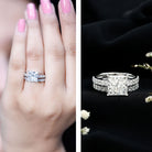 IGI Certified 2 Carat Lab Grown Diamond Princess Cut Bridal Ring Set Lab - ( E-VS1 ) - Rosec Jewels