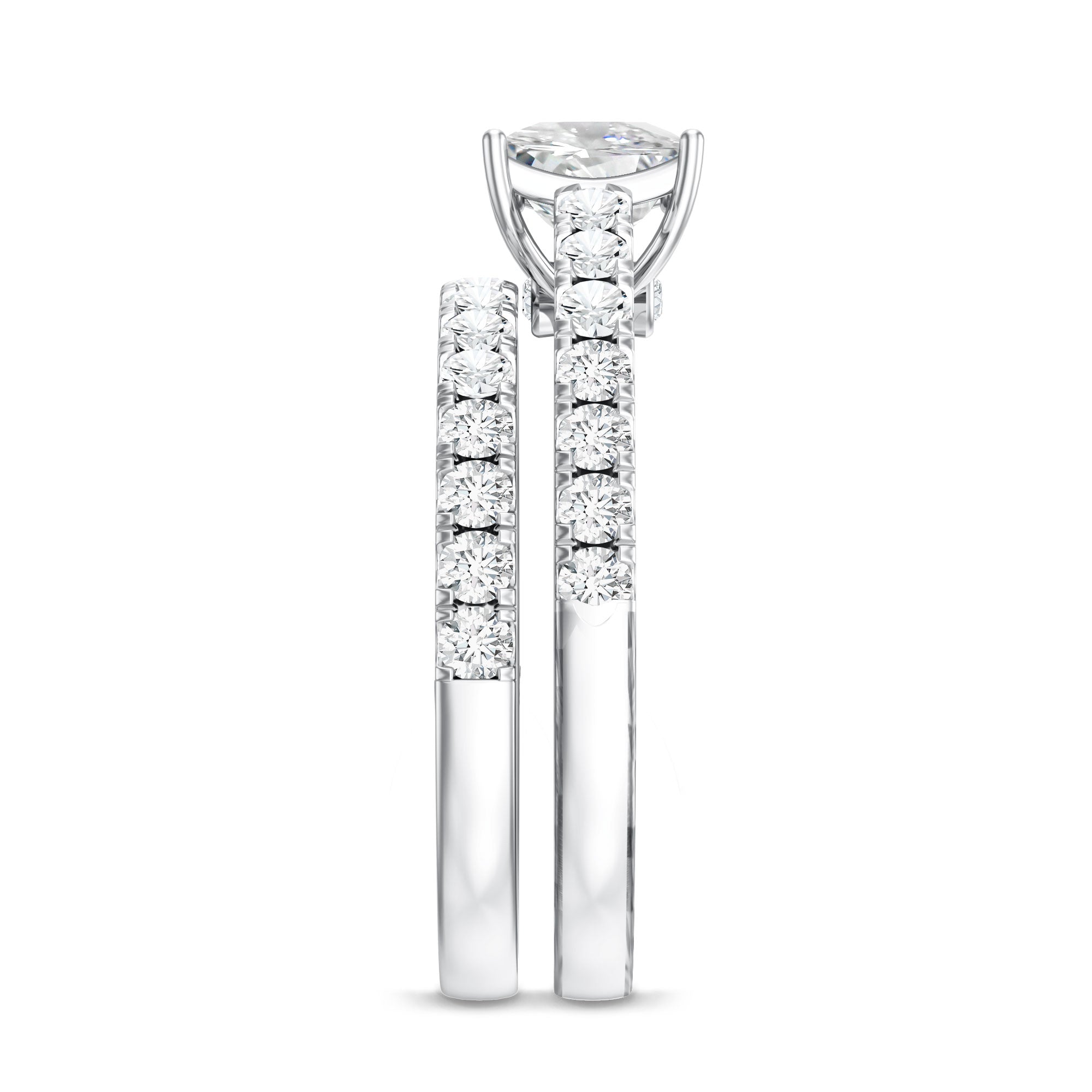 IGI Certified 2 Carat Lab Grown Diamond Princess Cut Bridal Ring Set Lab - ( EF-VS ) - Rosec Jewels