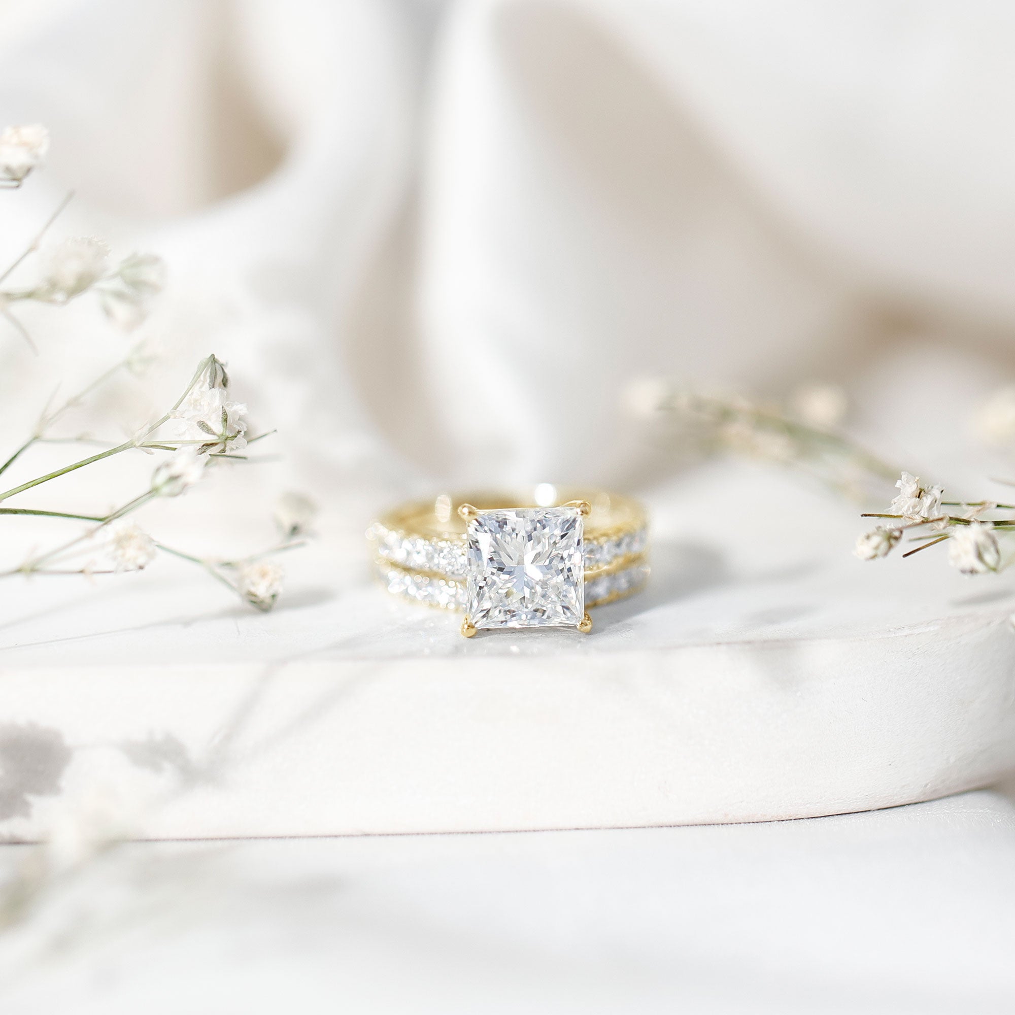 IGI Certified 2 Carat Lab Grown Diamond Princess Cut Bridal Ring Set Lab - ( EF-VS ) - Rosec Jewels