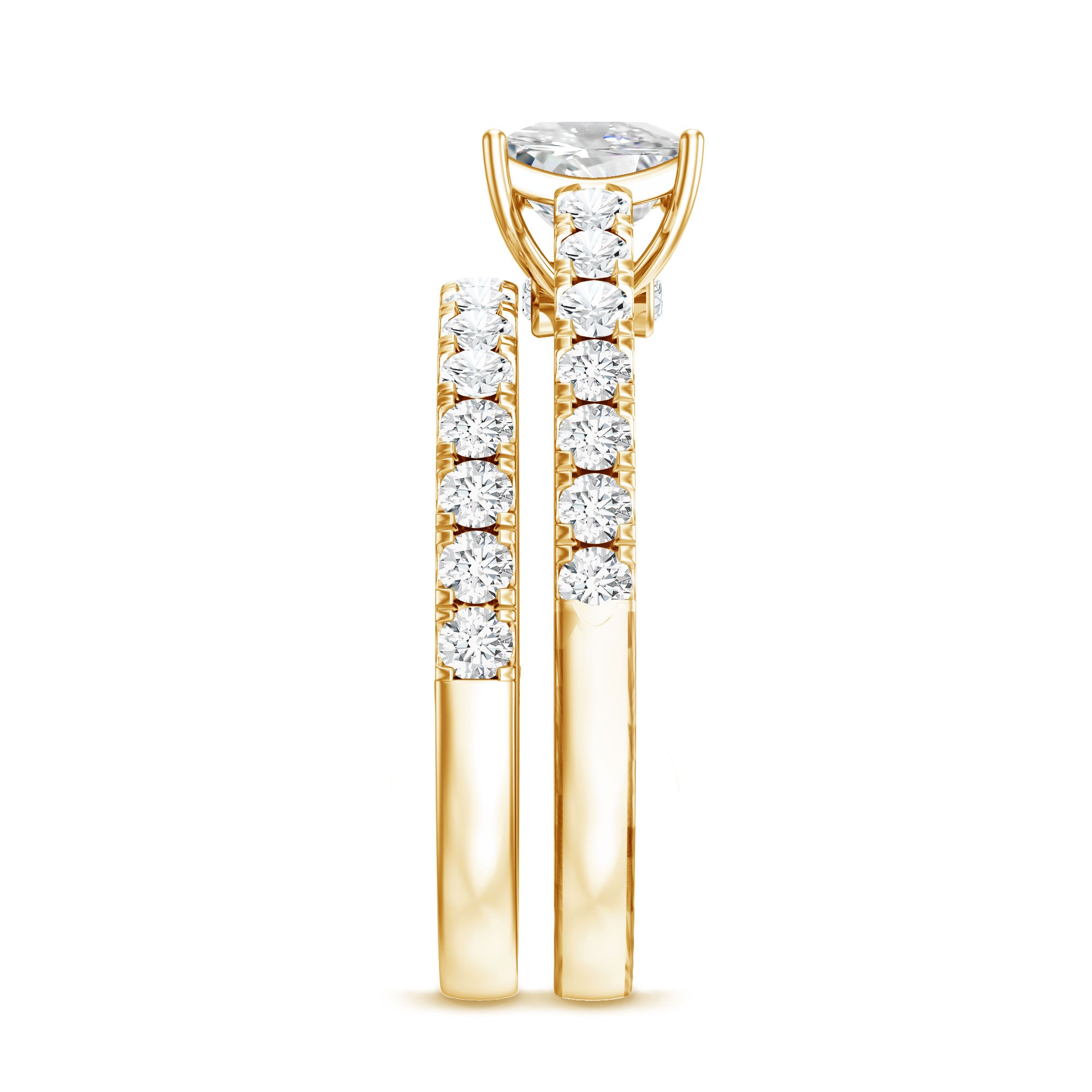 IGI Certified 2 Carat Lab Grown Diamond Princess Cut Bridal Ring Set Lab - ( EF-VS ) - Rosec Jewels