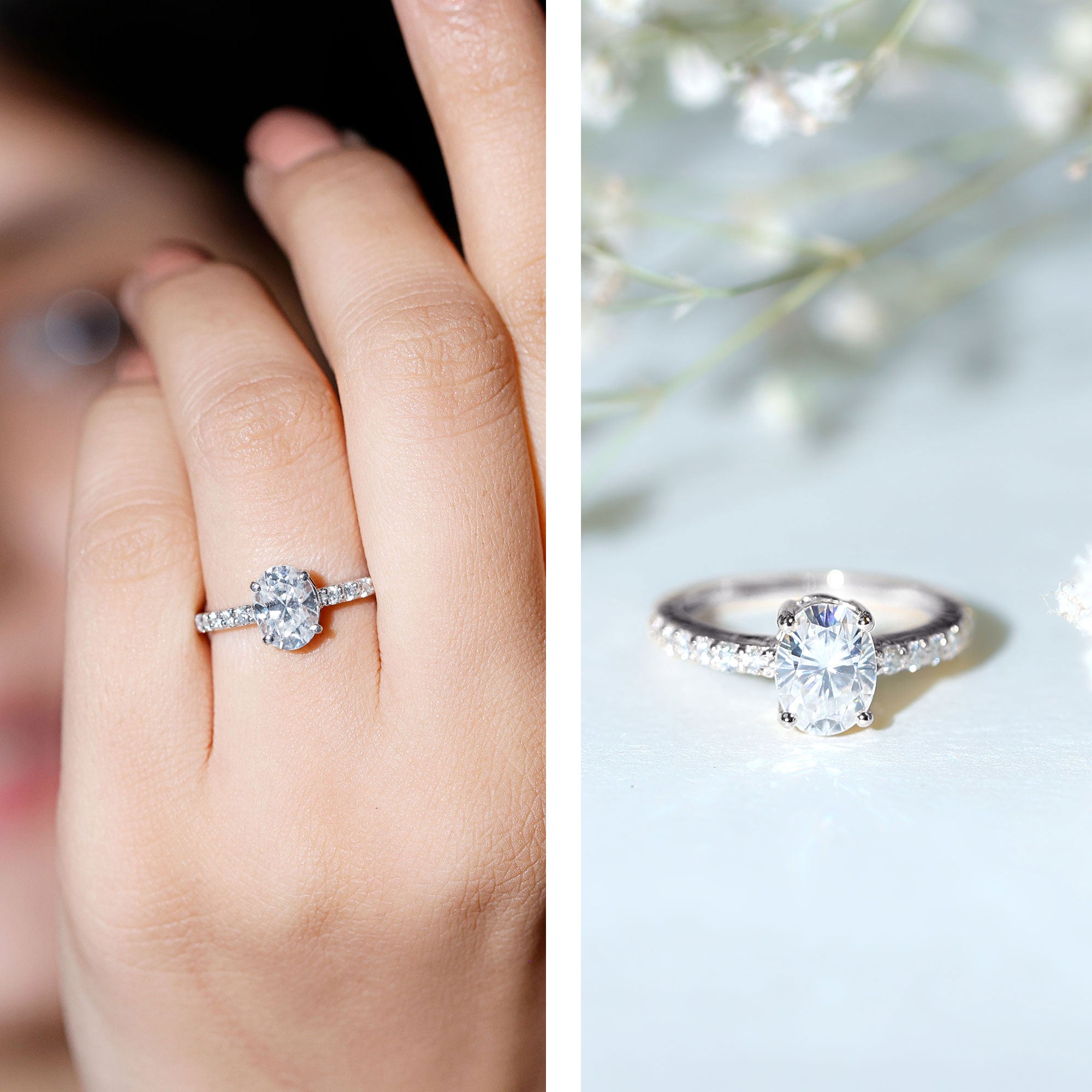 1.2 Carat Oval Shaped Lab Grown Diamond Engagement Ring with IGI Certificate Lab - ( EF-VS ) - Rosec Jewels