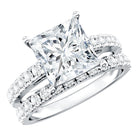 IGI Certified 4 Carat Princess Cut Lab Grown Diamond Engagement Ring With Wedding Band Lab - ( EF-VS ) - Rosec Jewels