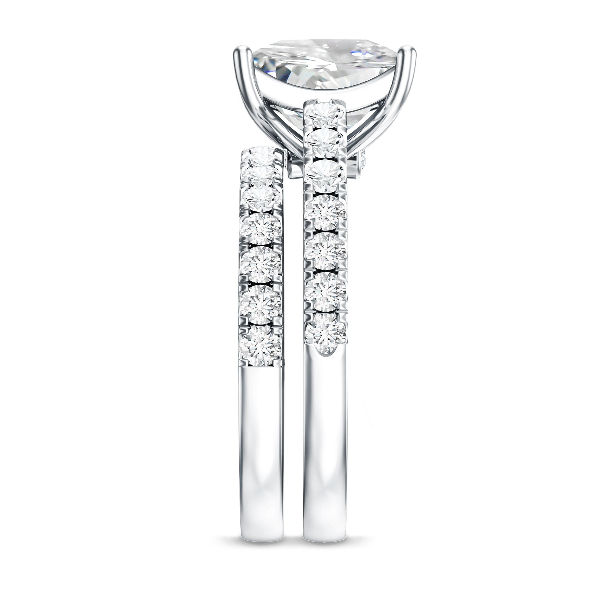 IGI Certified 4 Carat Princess Cut Lab Grown Diamond Engagement Ring With Wedding Band Lab - ( EF-VS ) - Rosec Jewels