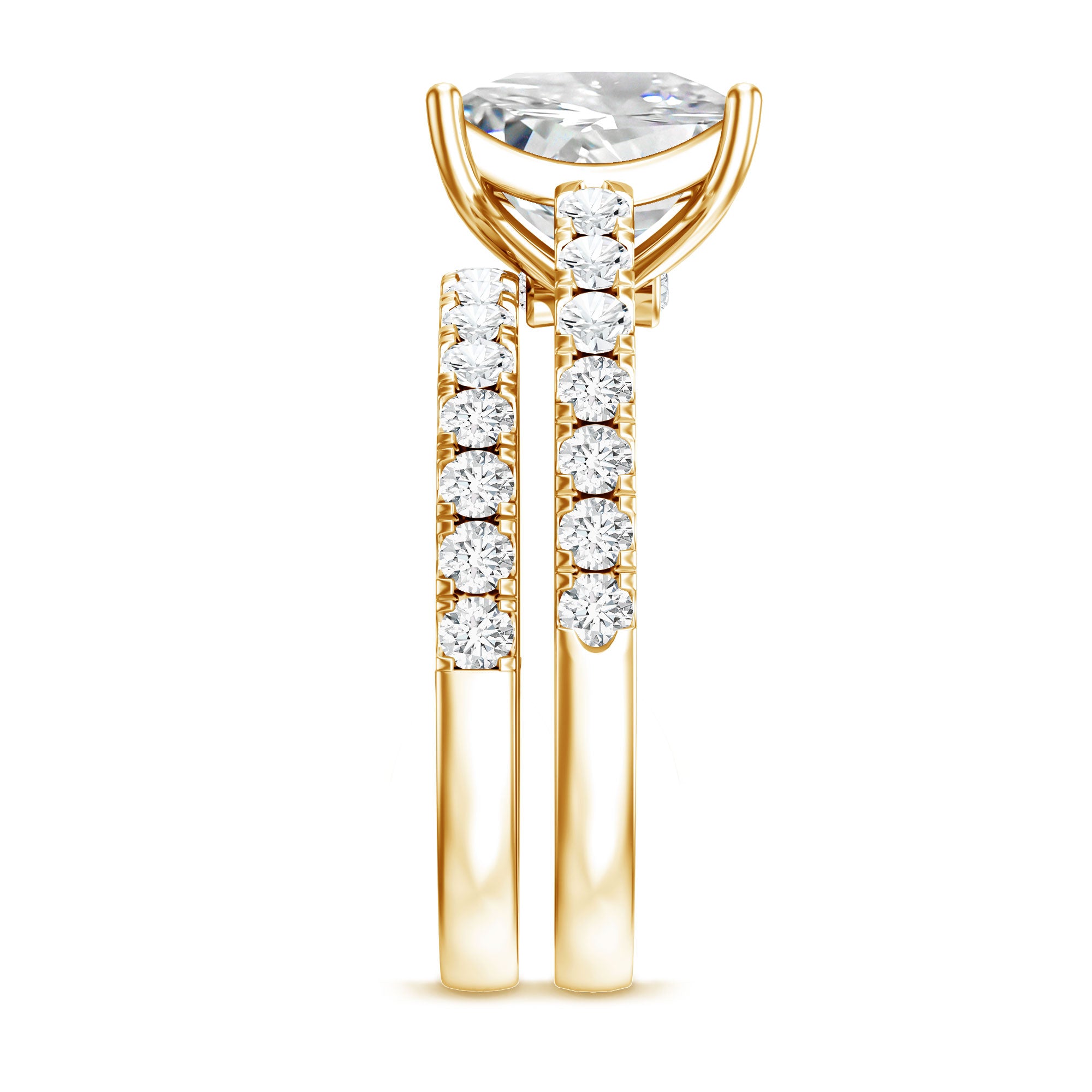 IGI Certified 4 Carat Princess Cut Lab Grown Diamond Engagement Ring With Wedding Band Lab - ( EF-VS ) - Rosec Jewels