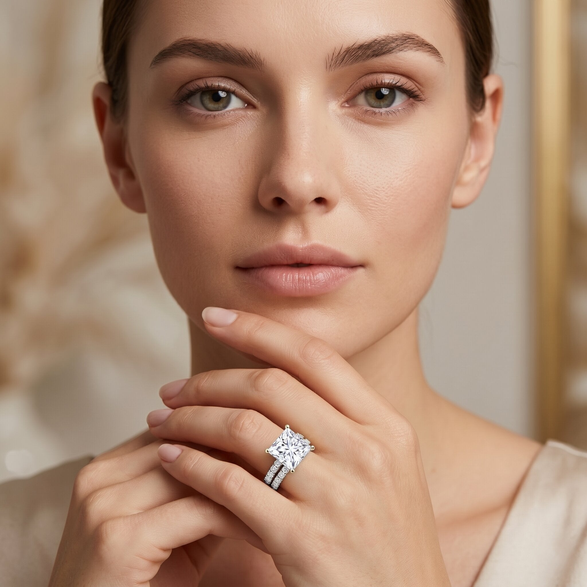 IGI Certified Huge 5 Carat Lab Grown Diamond Engagement Wedding Ring Set Lab - ( E-VS1 ) - Rosec Jewels