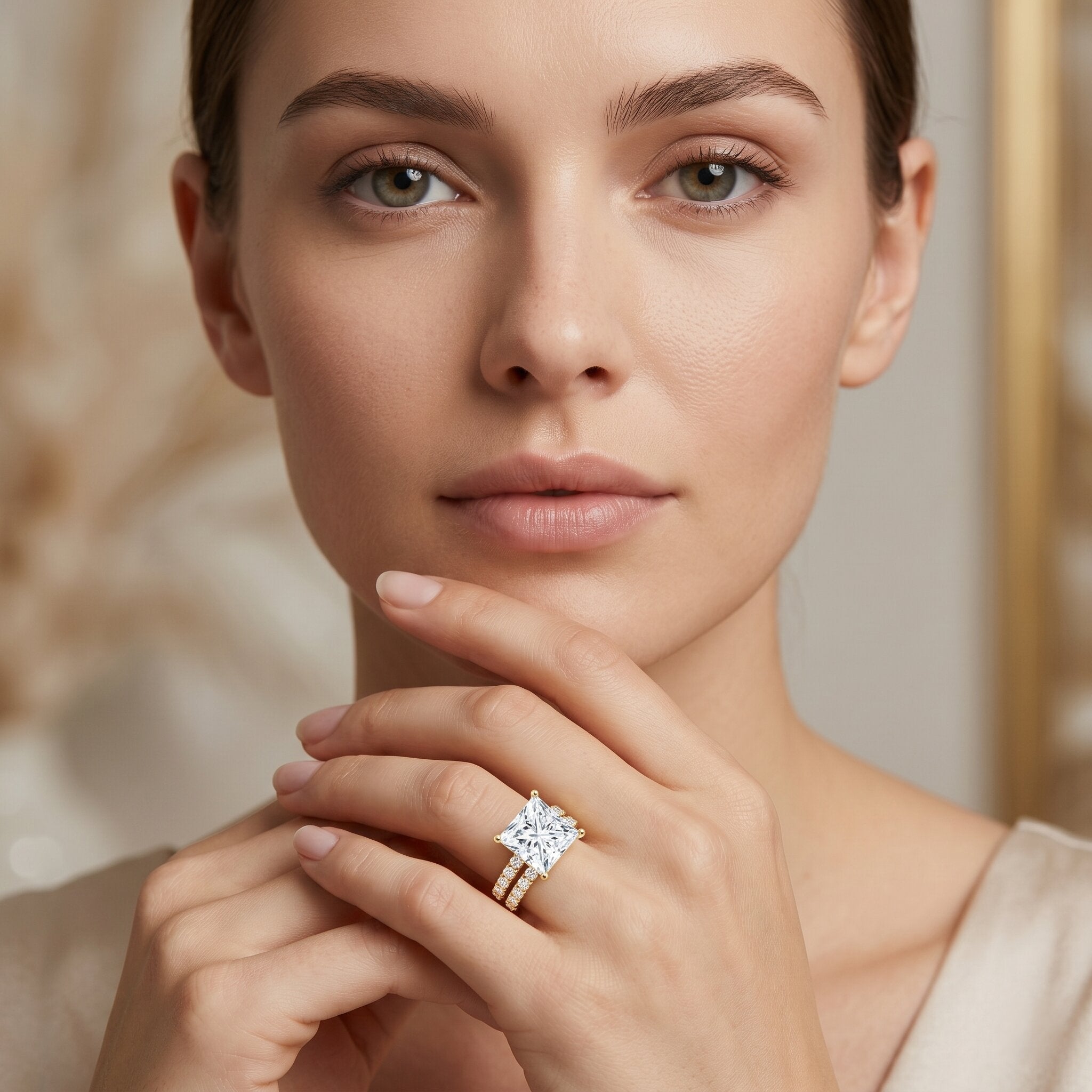 IGI Certified Huge 5 Carat Lab Grown Diamond Engagement Wedding Ring Set Lab - ( E-VS1 ) - Rosec Jewels
