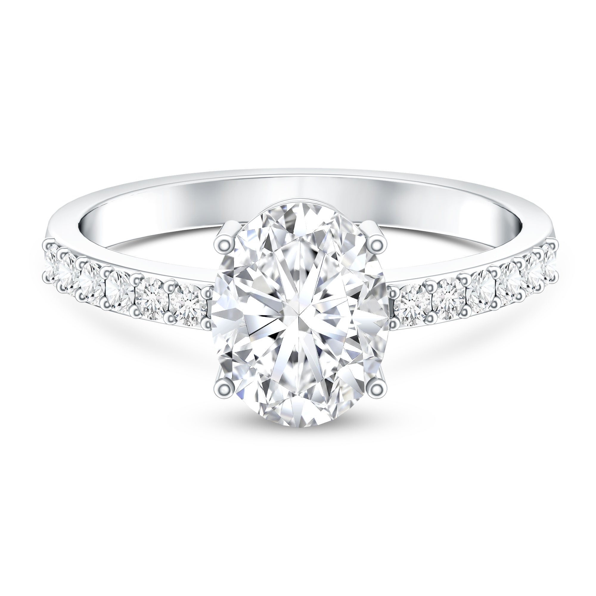 Lab Grown 2 Carat Diamond Oval Engagement Ring with IGI Certificate Lab - ( EF-VS ) - Rosec Jewels